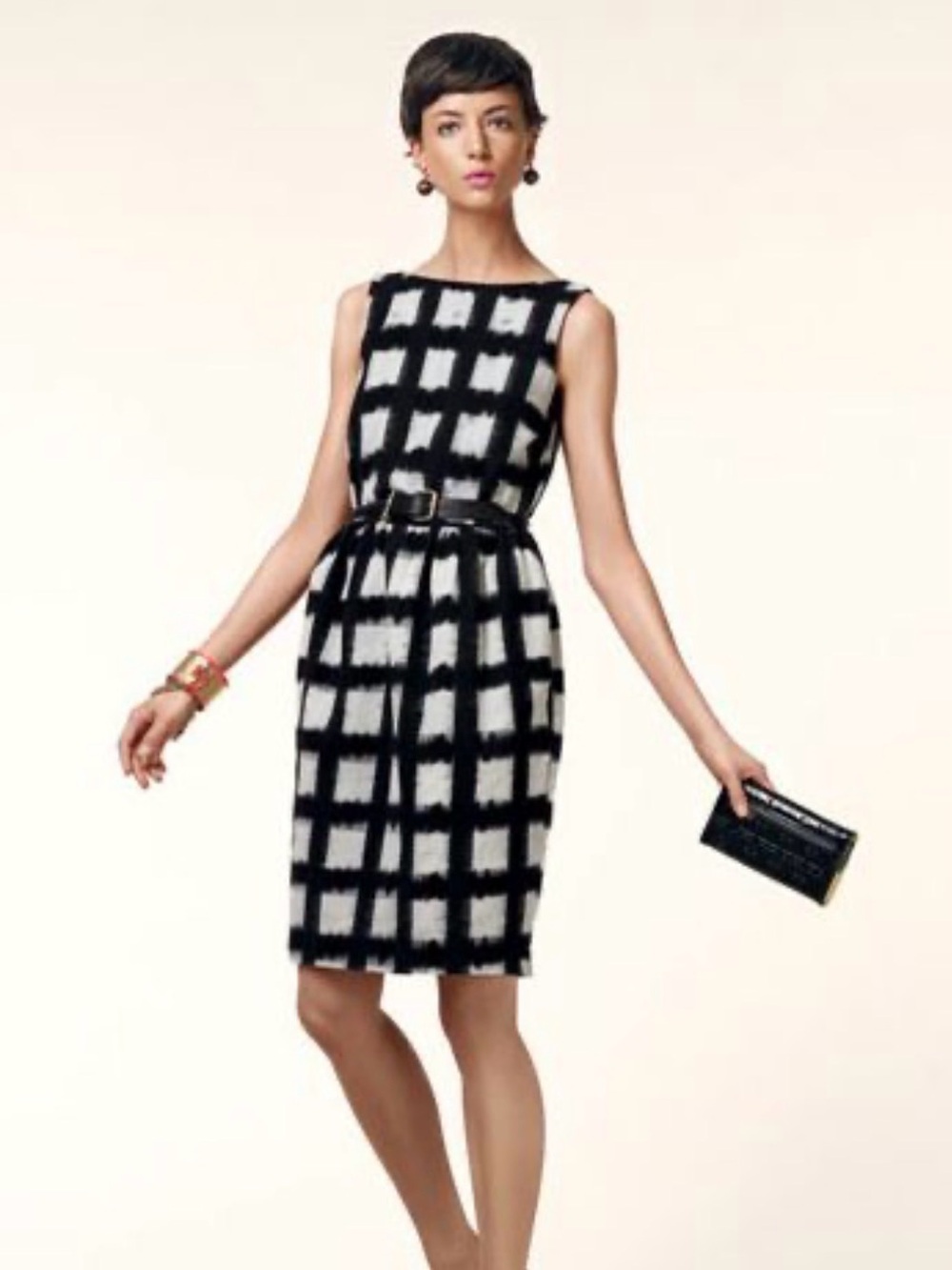 Liz Claiborne Sleeveless Black & White Checkered Dress Size 6